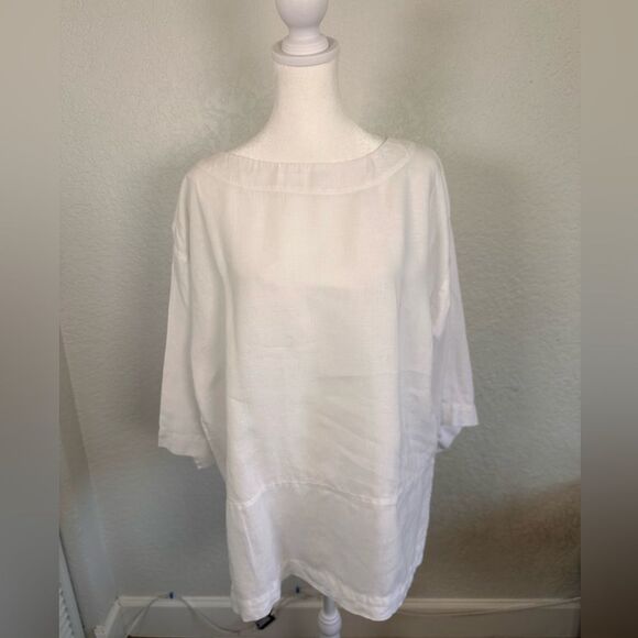 J. Jill Pure Jill relaxed 100% linen white tunic top - Picture 10 of 12